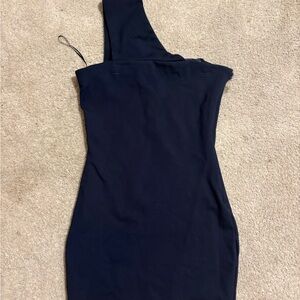 Elegant Navy One-Shoulder Dress